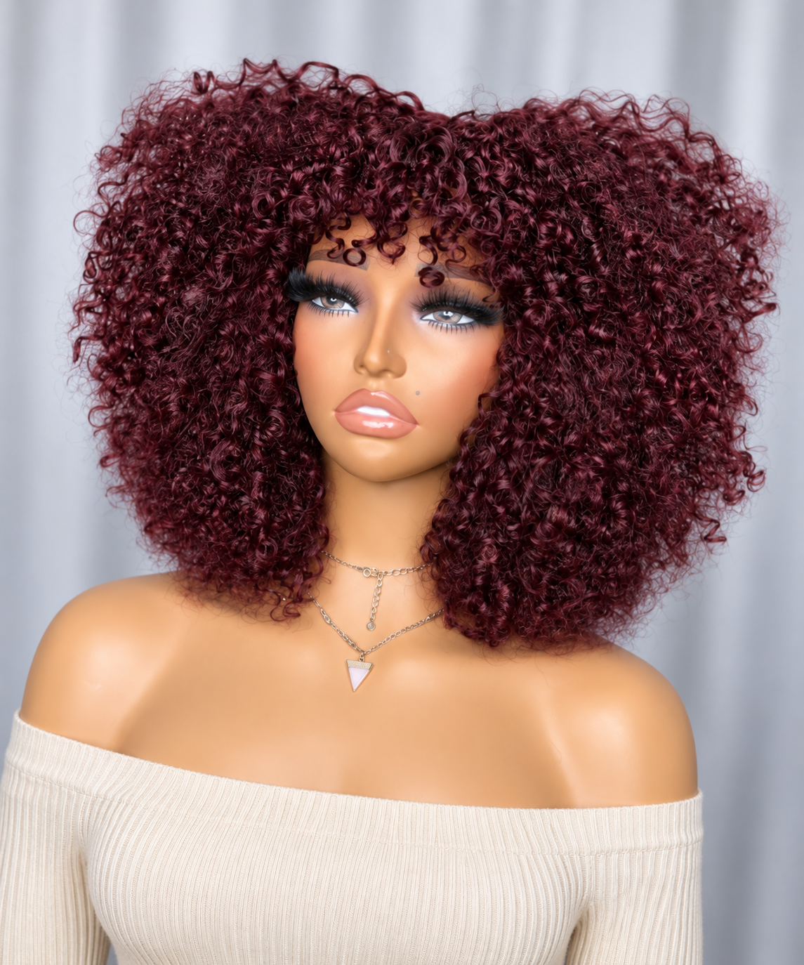 14 Inch Curly Human Hair Wig – Black & Brown