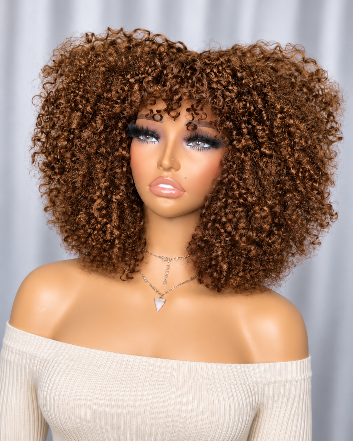 14 Inch Curly Human Hair Wig – Black & Brown
