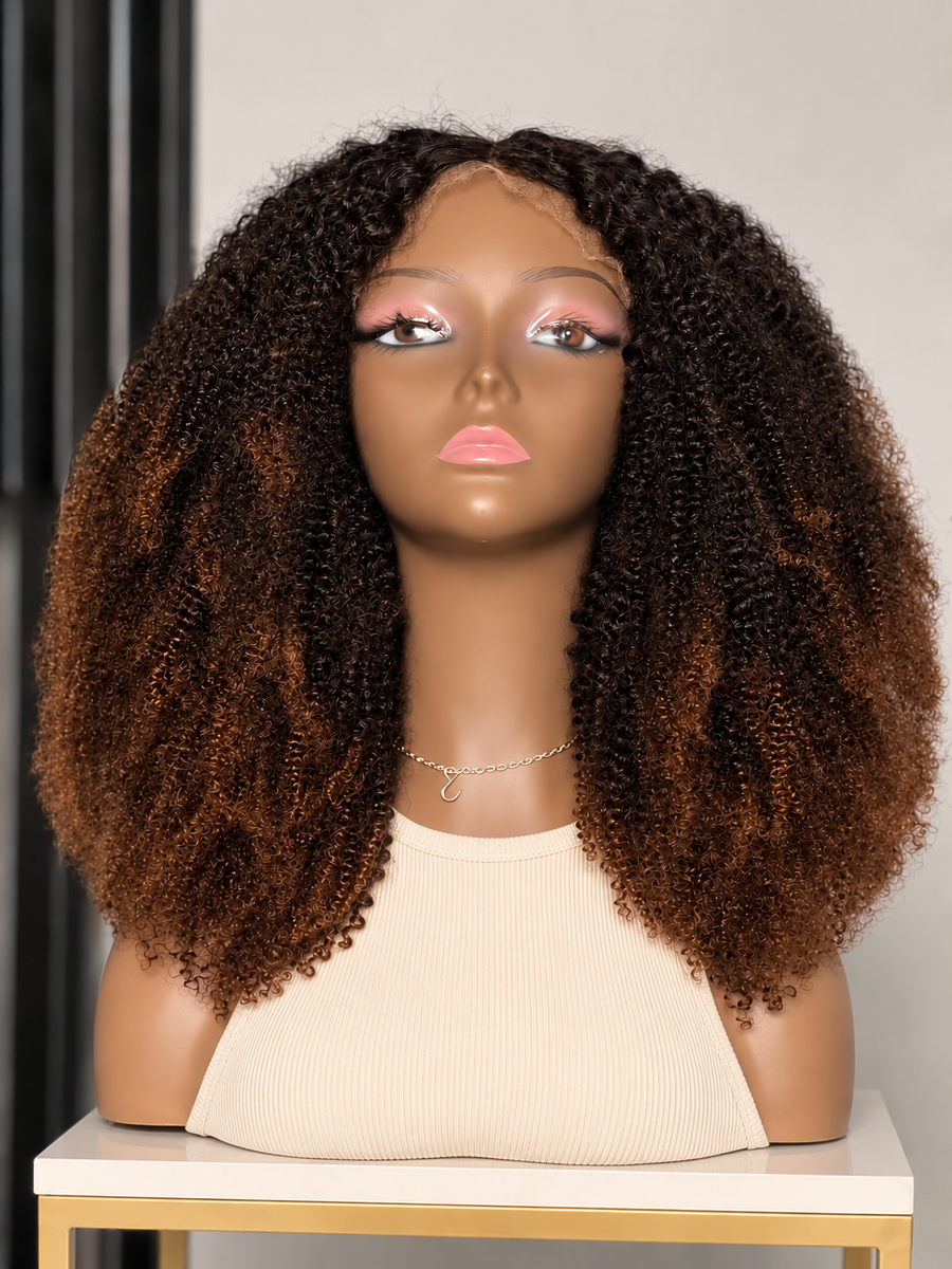 Ombre Curly 6×7 HD Lace Human Hair Wig – Black & Brown